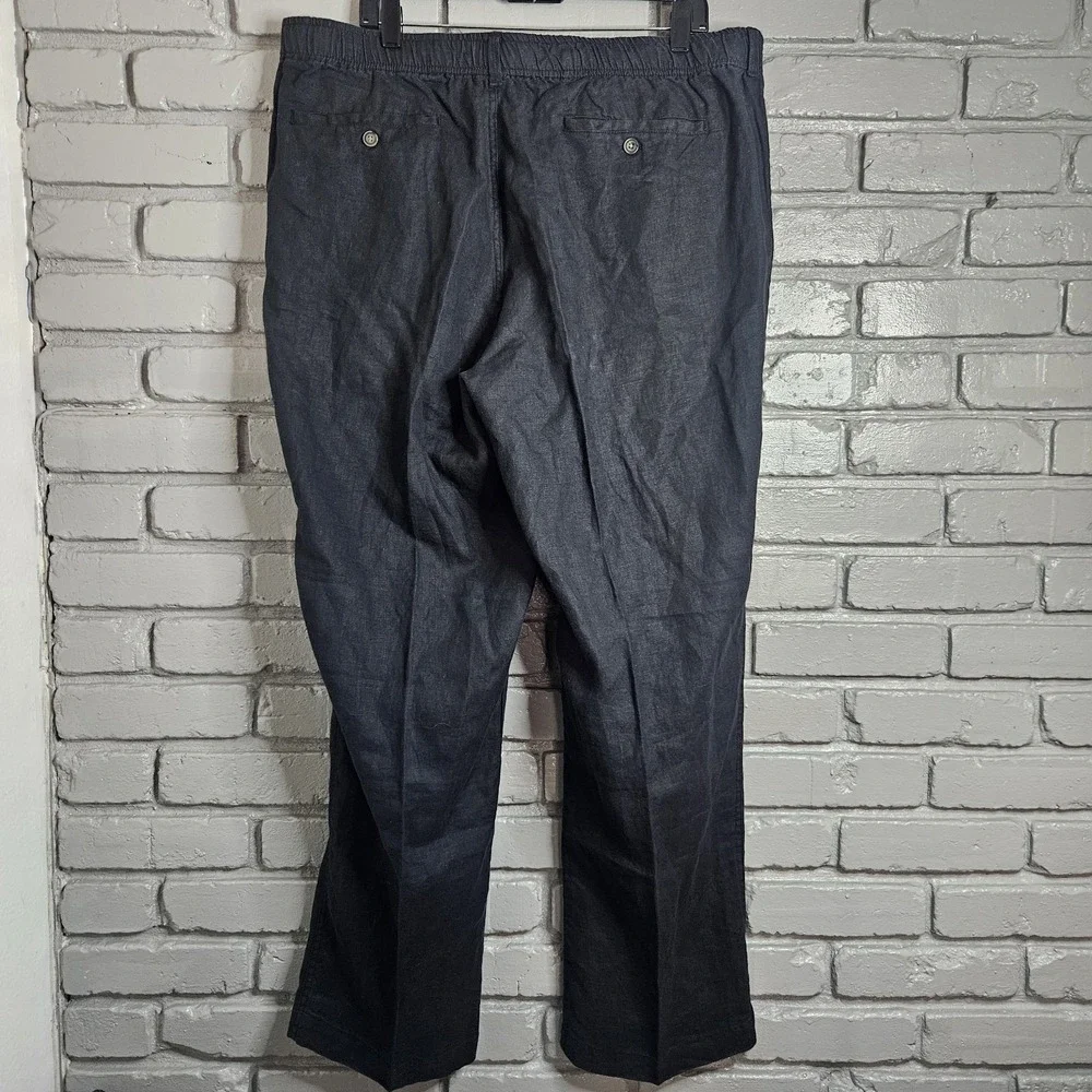 28 Palms Mens Black Linen Pants XL 39x30 Elastic Waist Drawstring‎ Beach Resort